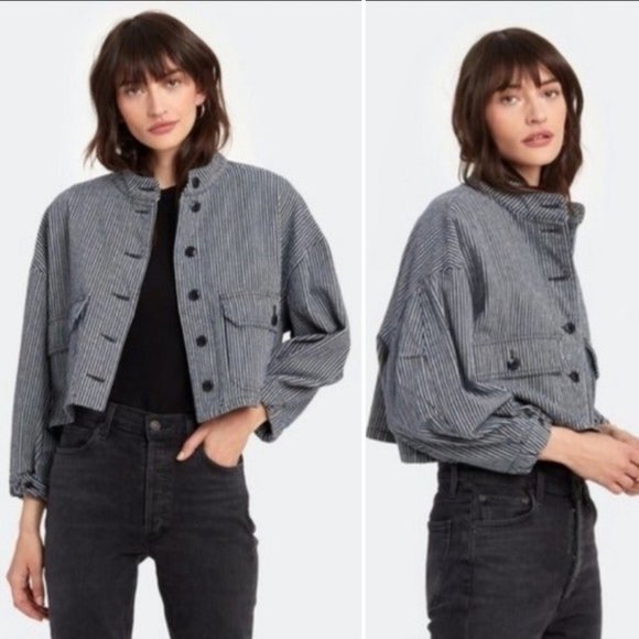 NWT! The Great Pilot Striped Jacket Vintage Hickory Striped Size 3 - Picture 8 of 15